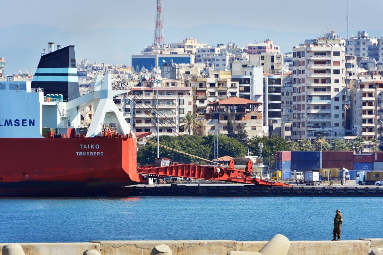 Skipet taiko til kai i Syria.