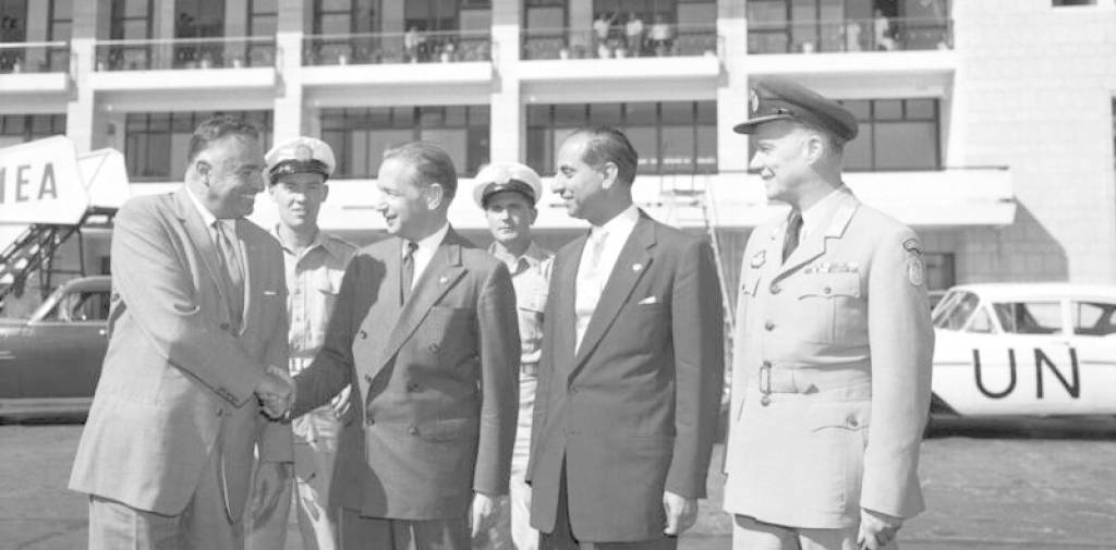 UN Secretary-General Dag Hammarskjöld and his party left Beirut for New York today after several days of discussions with Lebanese officials, and members and officials of the United Nations Observation Group in Lebanon (UNOGIL). The Secretary-General’s visit to the Middle East followed the request of the third emergency special session of the General Assembly that he make, in consultation with the governments concerned, such 